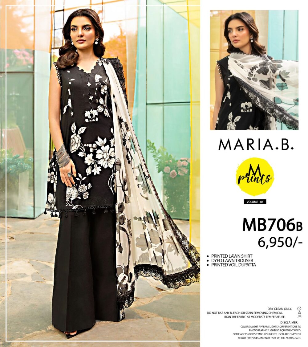 Maria B Printed Lawn,3 pice unstitch suit,summar collection,MB706
