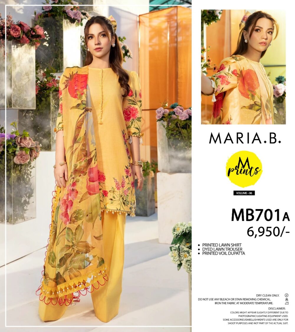 Maria B Printed Lawn,3 pice unstitch suit,Summar Collection 2025,MB701