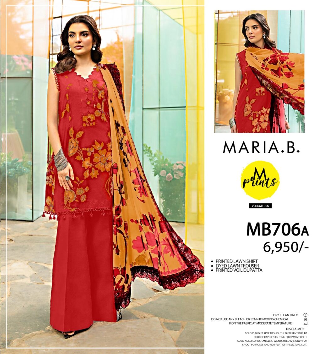 Maria B Printed Lawn,3 pice Unstitch suit,summar collection 2025,MB706A